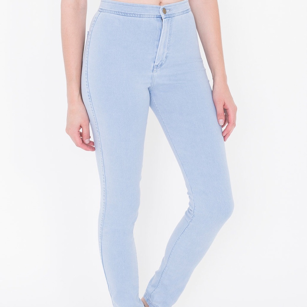 American Apparel light wash easy jeans.